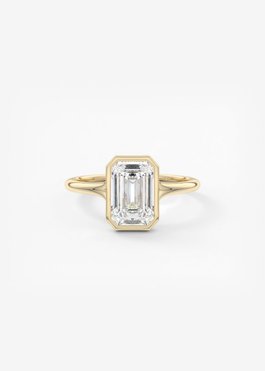 Emerald Bezel Lab Grown Diamond Engagement Ring