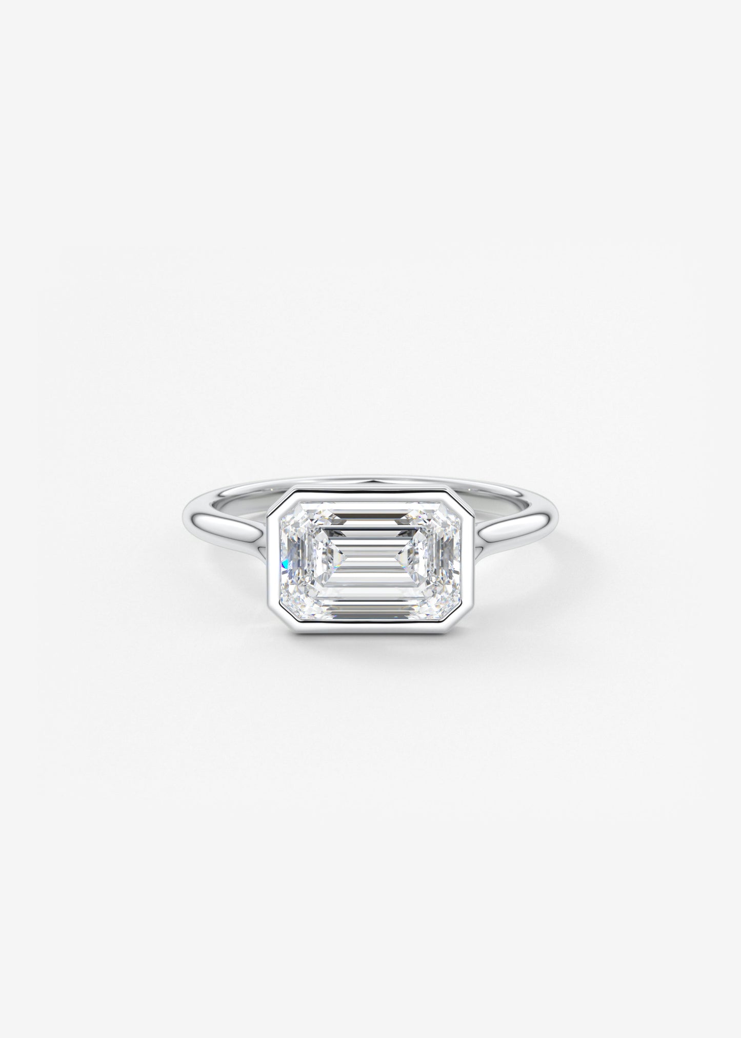 Emerald Bezel Split Shank Lab Grown Diamond Engagement Ring