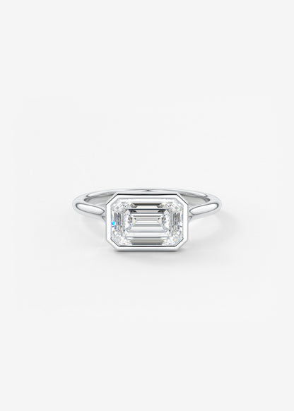 Emerald Bezel Split Shank Lab Grown Diamond Engagement Ring