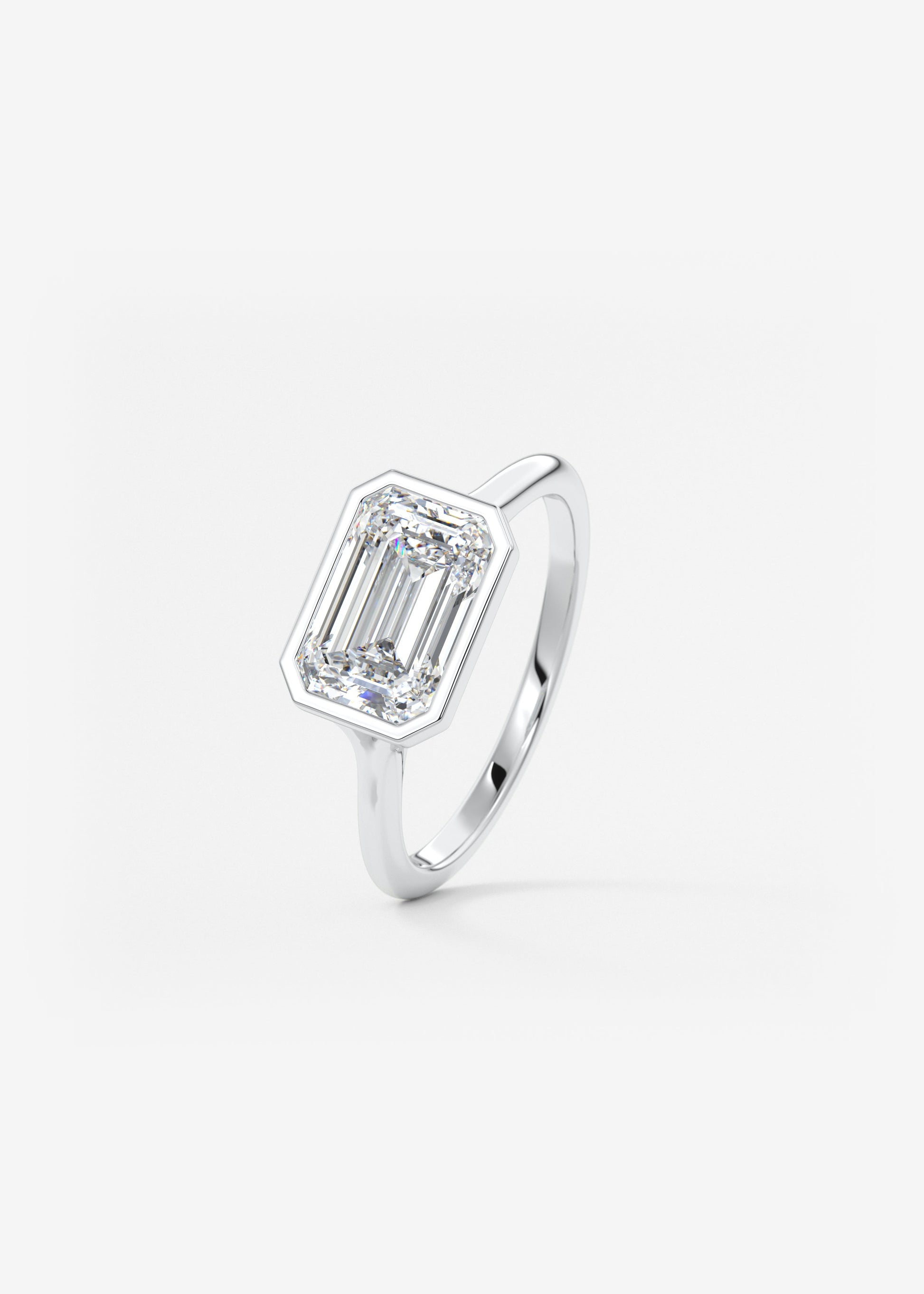 Emerald Bezel Split Shank Lab Grown Diamond Engagement Ring