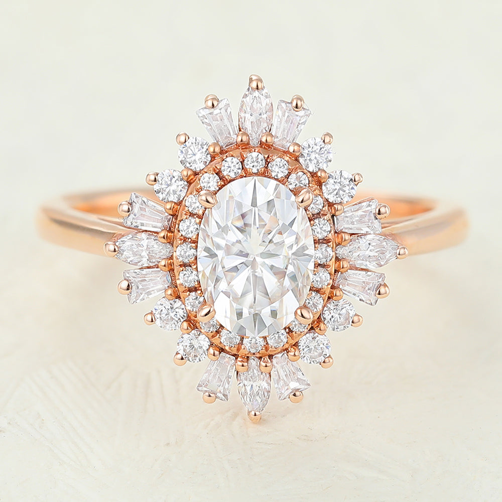 Oval Cluster Lab-Grown Diamond Engagement Ring