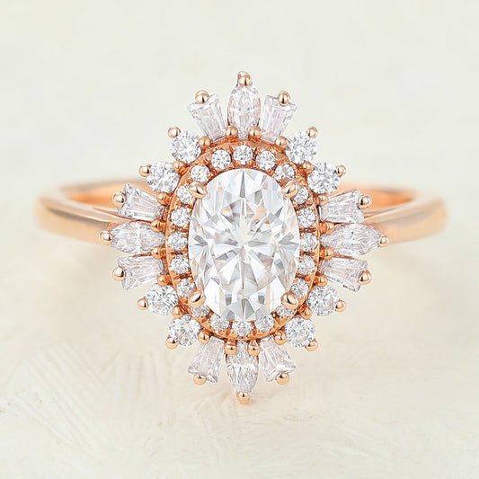 Oval Cluster Lab-Grown Diamond Engagement Ring