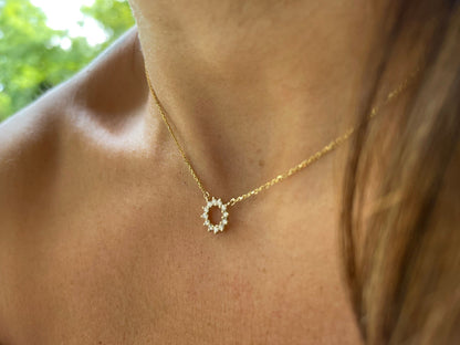 0.25 TCW Round Shape Moissanite Circle Style Necklace