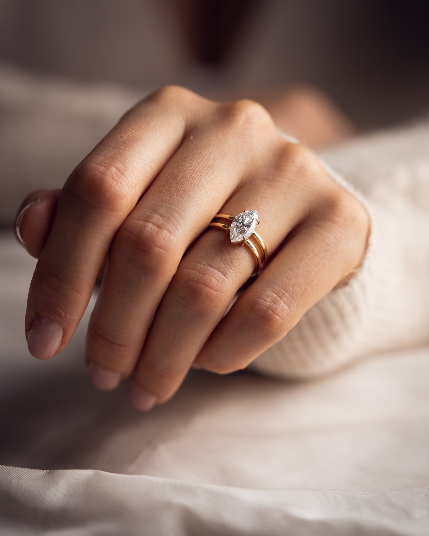 1.58 CT Marquise Cut Lab Grown Diamond Solitaire Engagement Ring