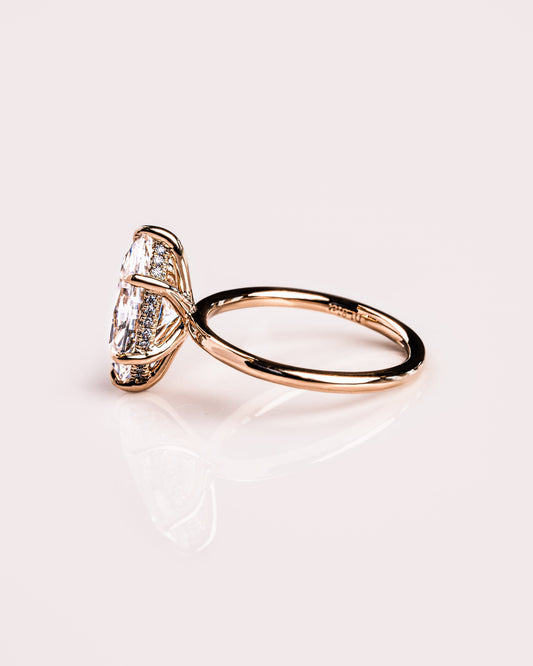 1.56 CT Marquise Cut Lab Grown Diamond Engagement Ring With Hidden Halo Setting