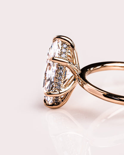 1.56 CT Marquise Cut Lab Grown Diamond Engagement Ring With Hidden Halo Setting