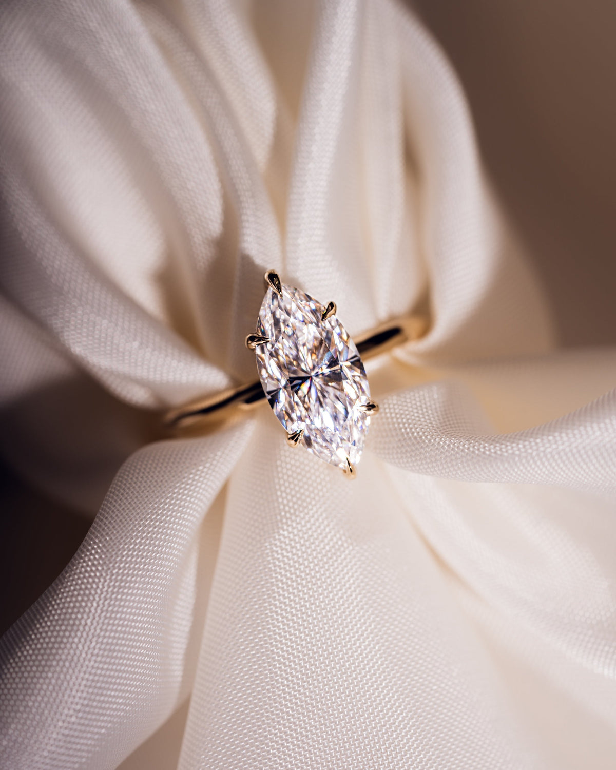 1.56 CT Marquise Cut Moissanite Engagement Ring With Hidden Halo Setting