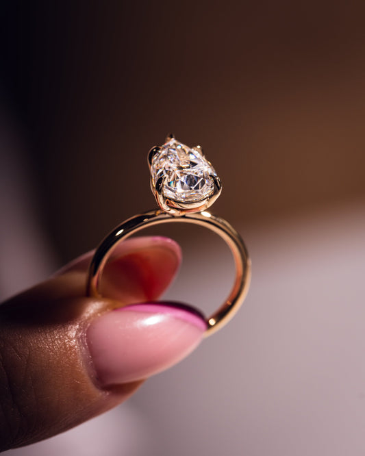 3.09 CT Pear Cut Lab Grown Diamond Solitaire Engagement Ring
