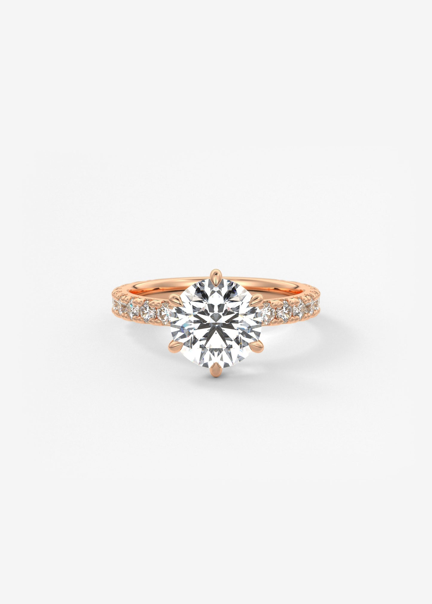 Round Pave Lab Grown Diamond Engagement Ring