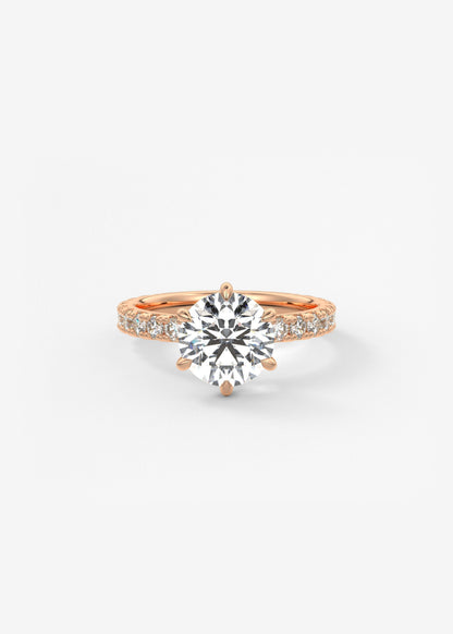Round Pave Lab Grown Diamond Engagement Ring