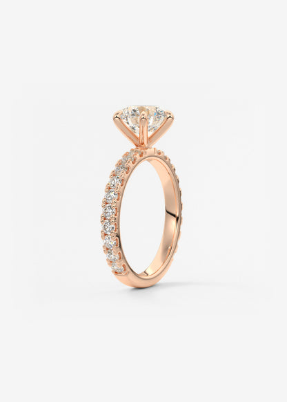 Round Pave Lab Grown Diamond Engagement Ring