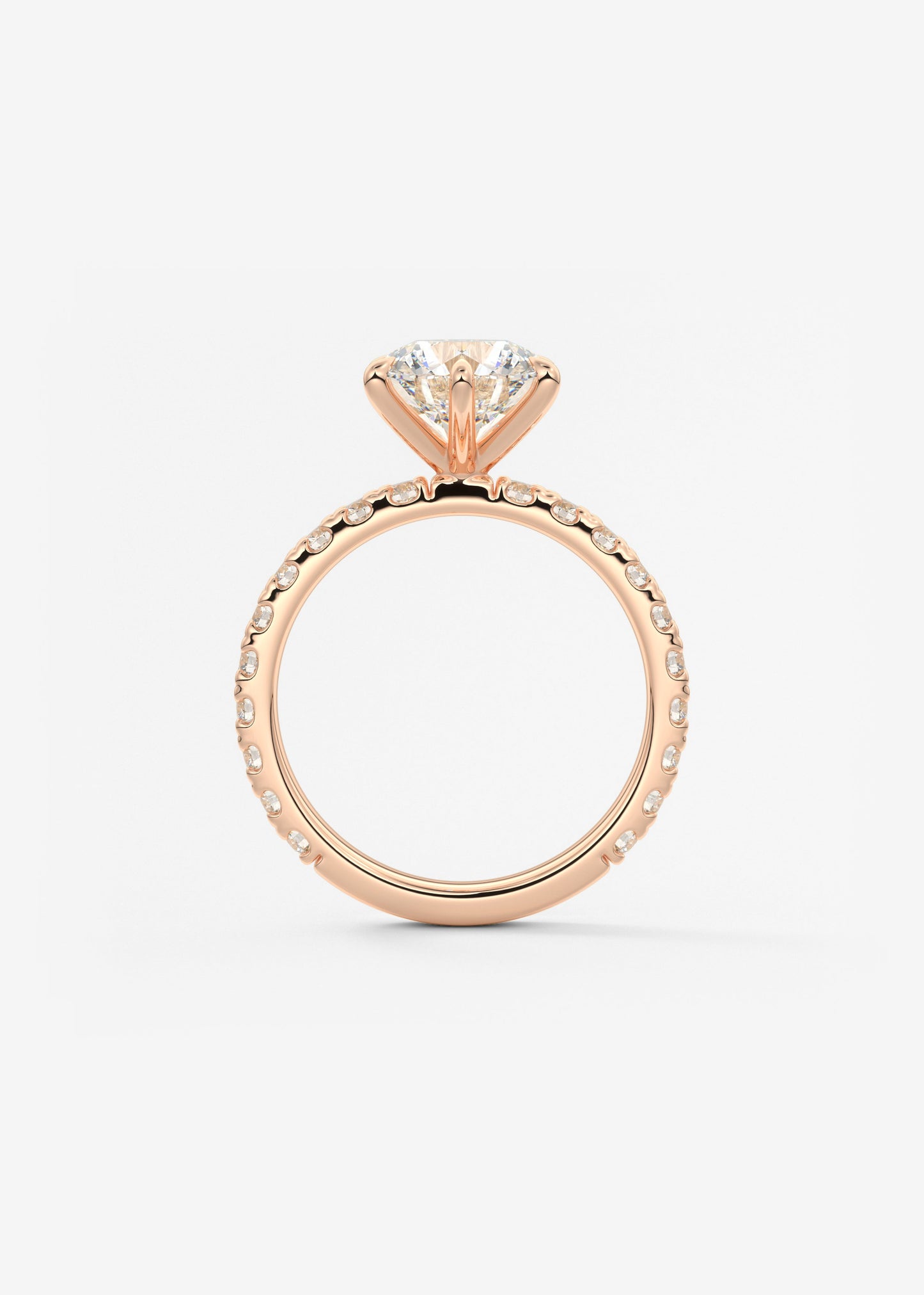 Round Pave Lab Grown Diamond Engagement Ring