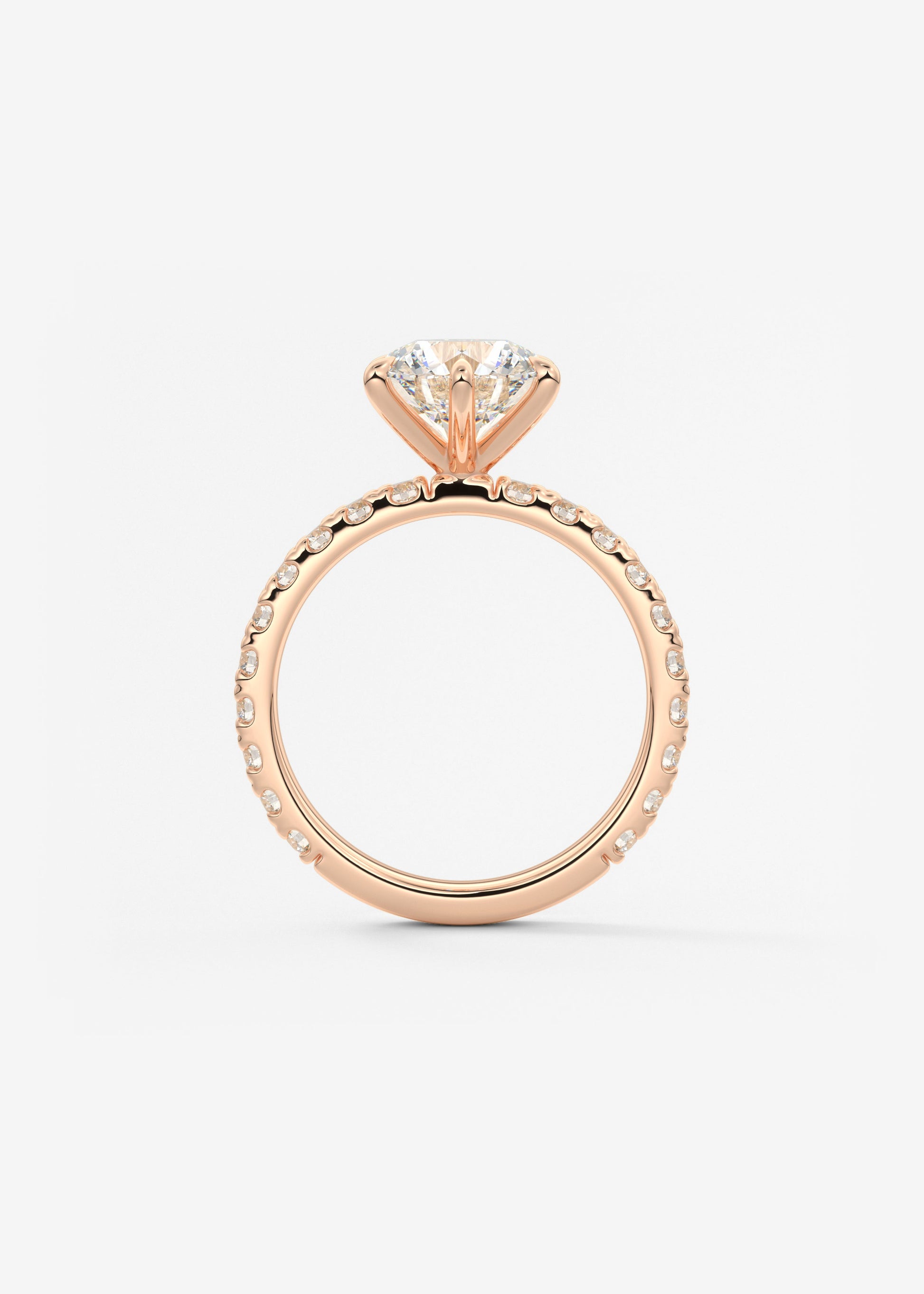 Round Pave Lab Grown Diamond Engagement Ring