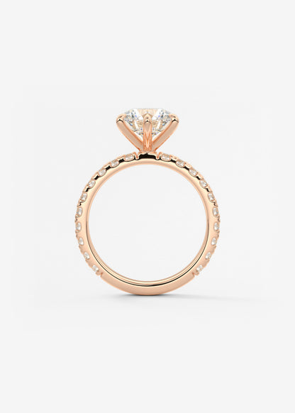 Round Pave Lab Grown Diamond Engagement Ring