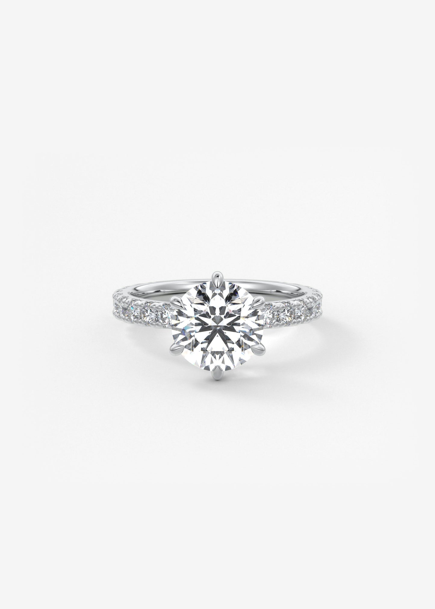 Round Pave Lab Grown Diamond Engagement Ring