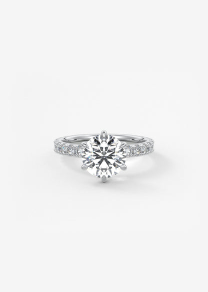 Round Pave Lab Grown Diamond Engagement Ring