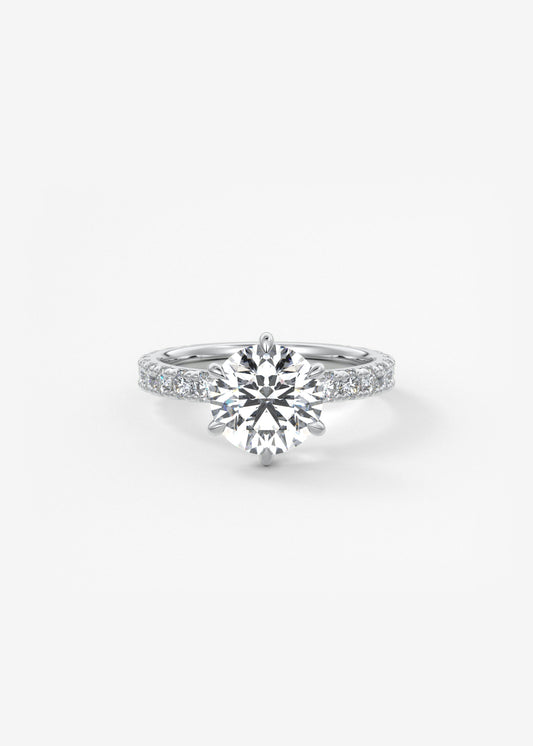 Round Pave Lab Grown Diamond Engagement Ring
