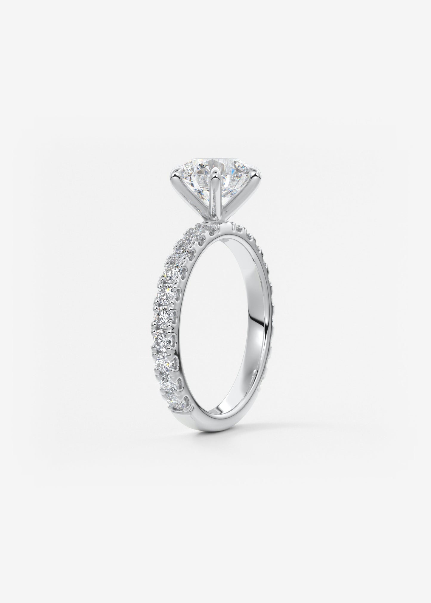 Round Pave Lab Grown Diamond Engagement Ring