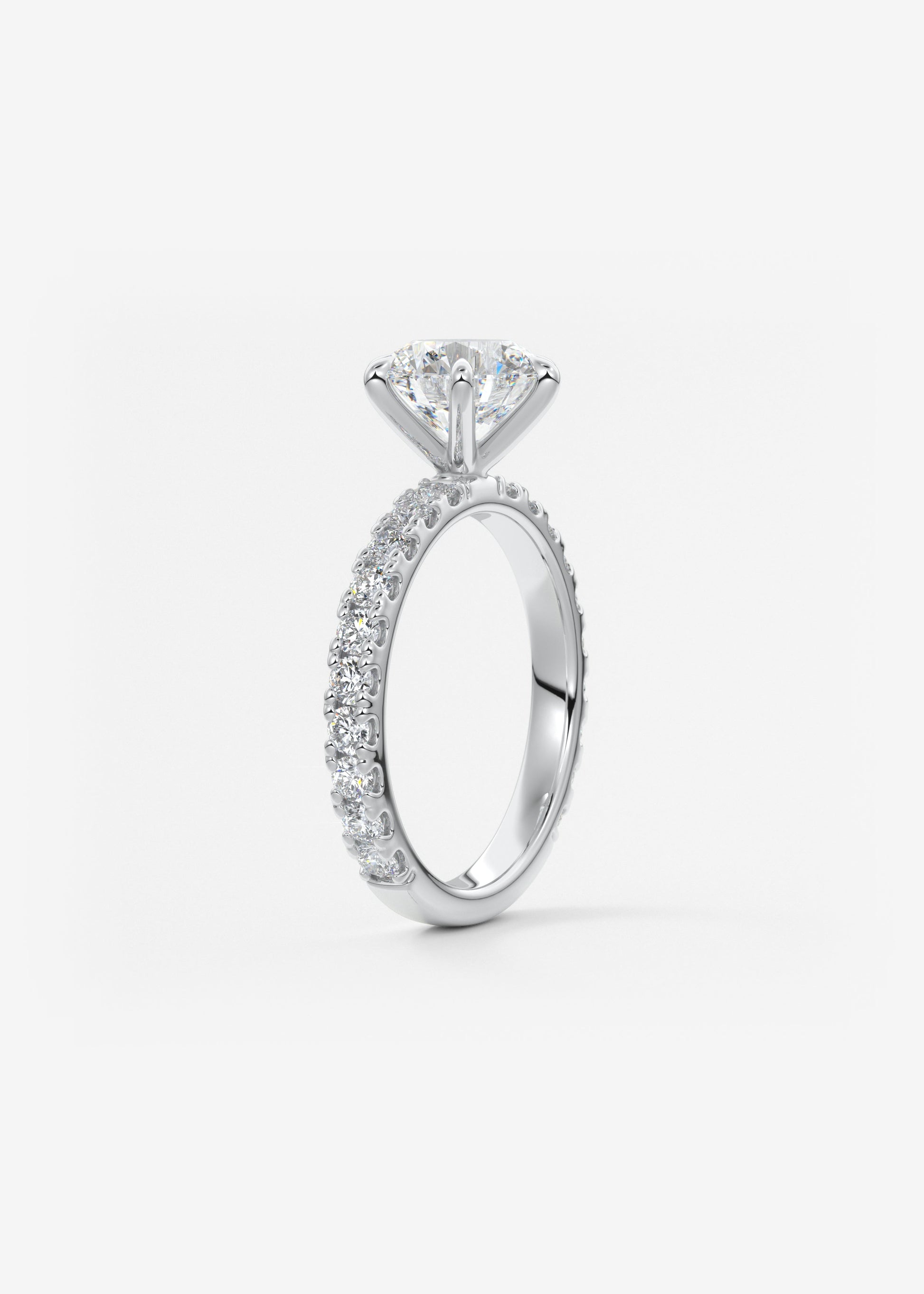 Round Pave Lab Grown Diamond Engagement Ring