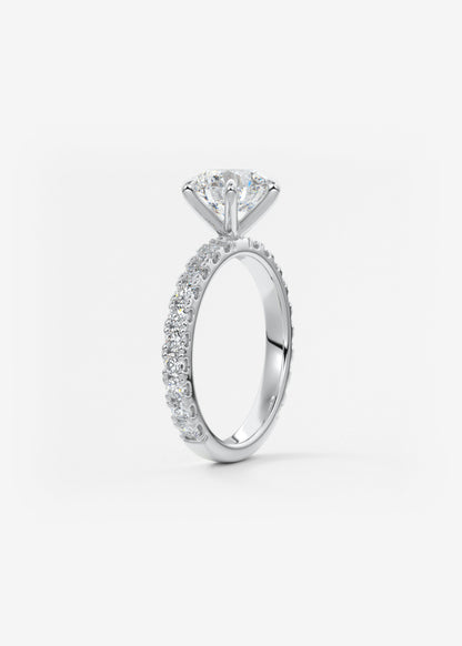 Round Pave Lab Grown Diamond Engagement Ring