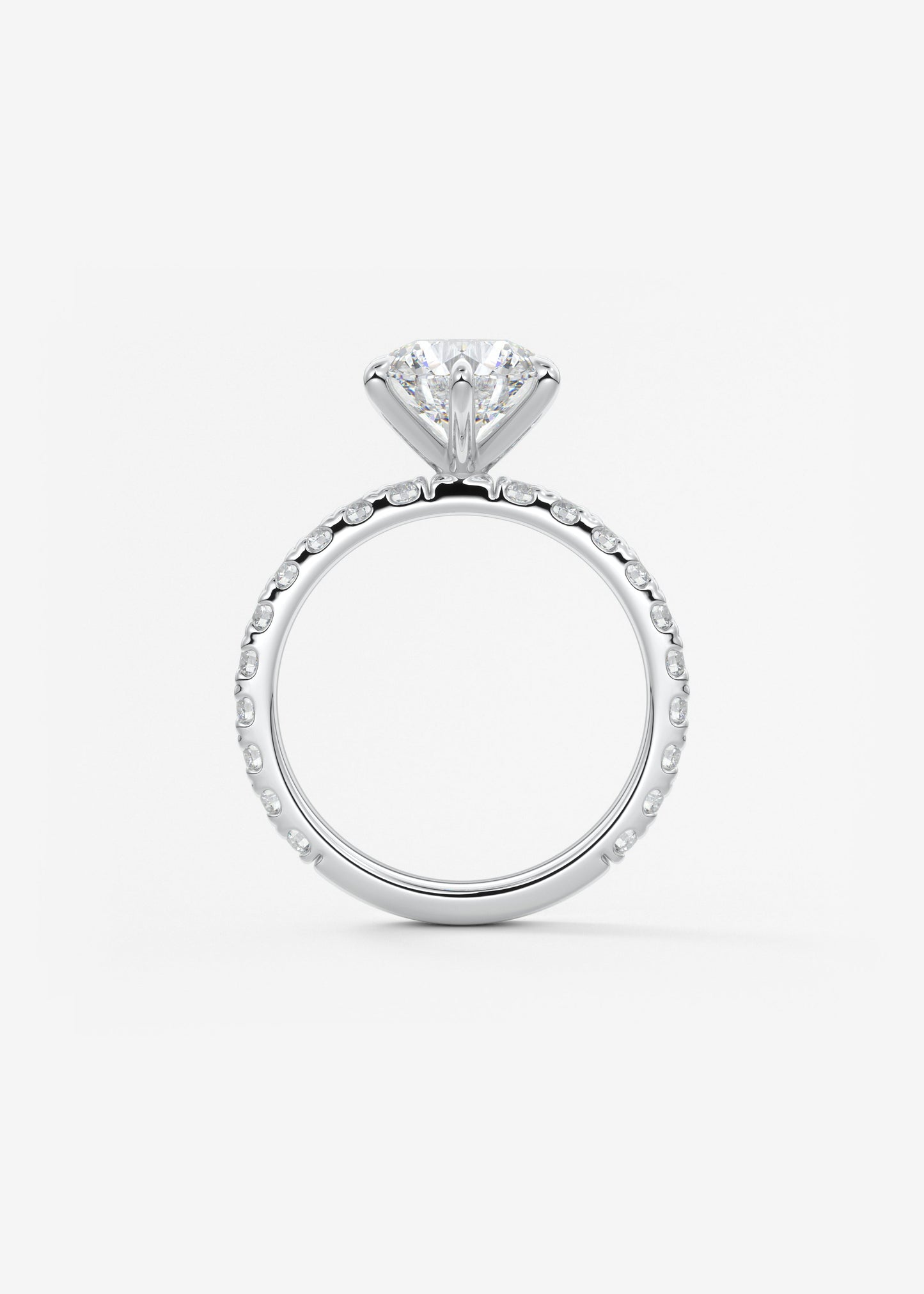 Round Pave Lab Grown Diamond Engagement Ring