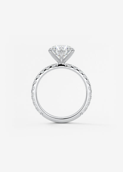Round Pave Lab Grown Diamond Engagement Ring