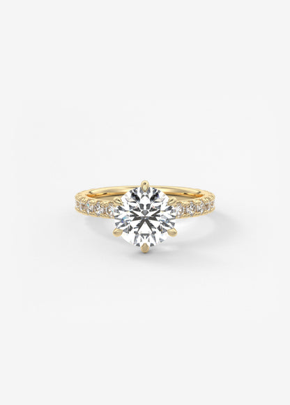 Round Pave Lab Grown Diamond Engagement Ring