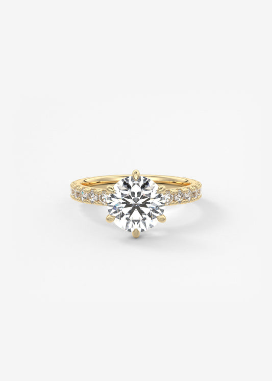 Round Pave Lab Grown Diamond Engagement Ring