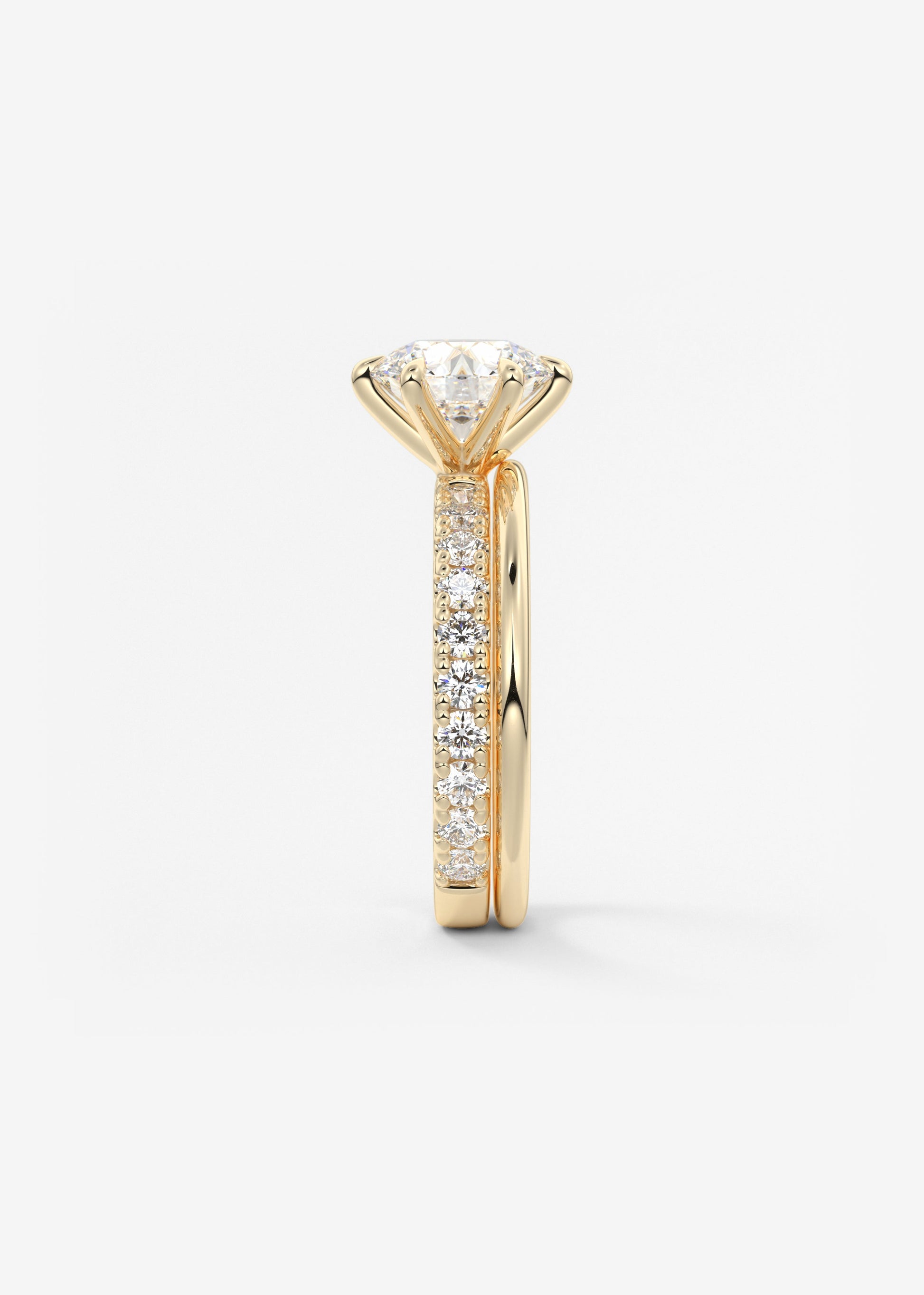 Round Pave Lab Grown Diamond Engagement Ring