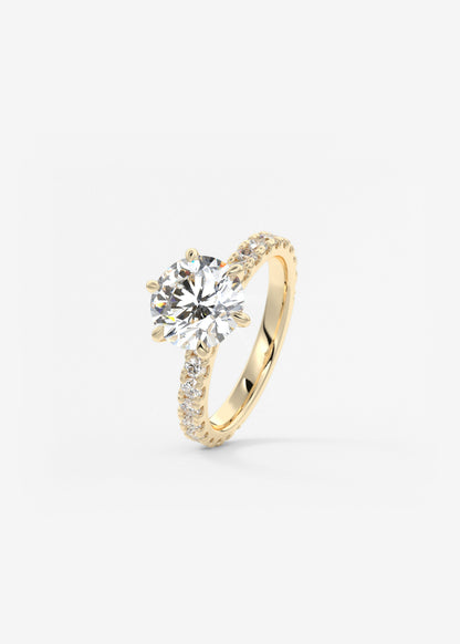 Round Pave Lab Grown Diamond Engagement Ring