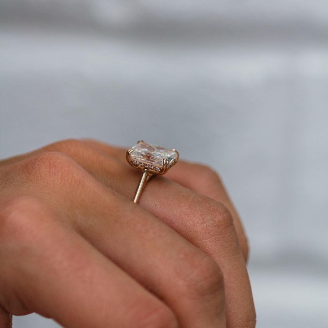 Radiant Hidden Halo Lab Grown Diamond Engagement Ring