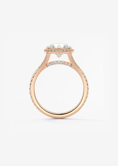 Round Halo & Pave , Split Shank Lab Grown Diamond Engagement Ring