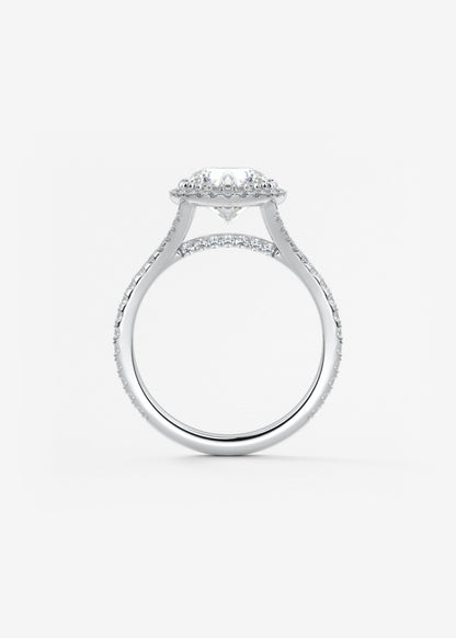 Round Halo & Pave , Split Shank Lab Grown Diamond Engagement Ring