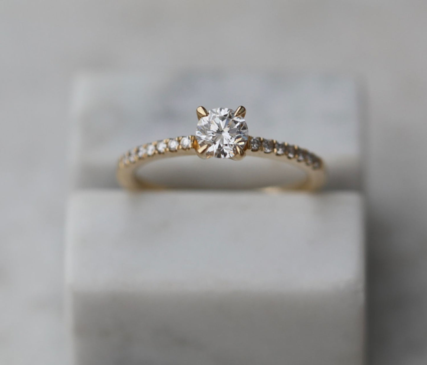 Round Cut Pave Lab Grown Diamond Engagement Ring