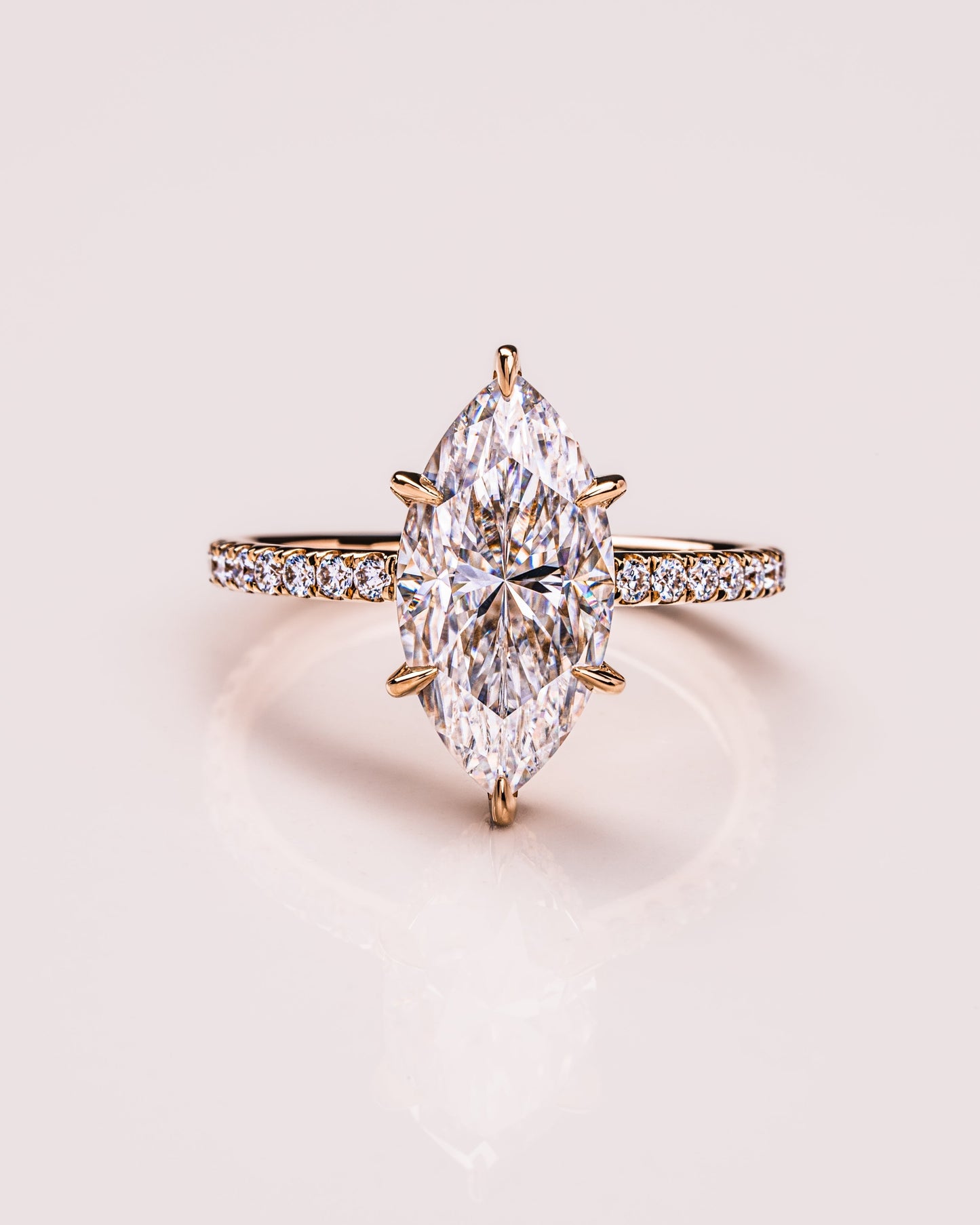3.09 CT Marquise Cut Lab Grown Diamond Engagement Ring With Hidden Halo Setting