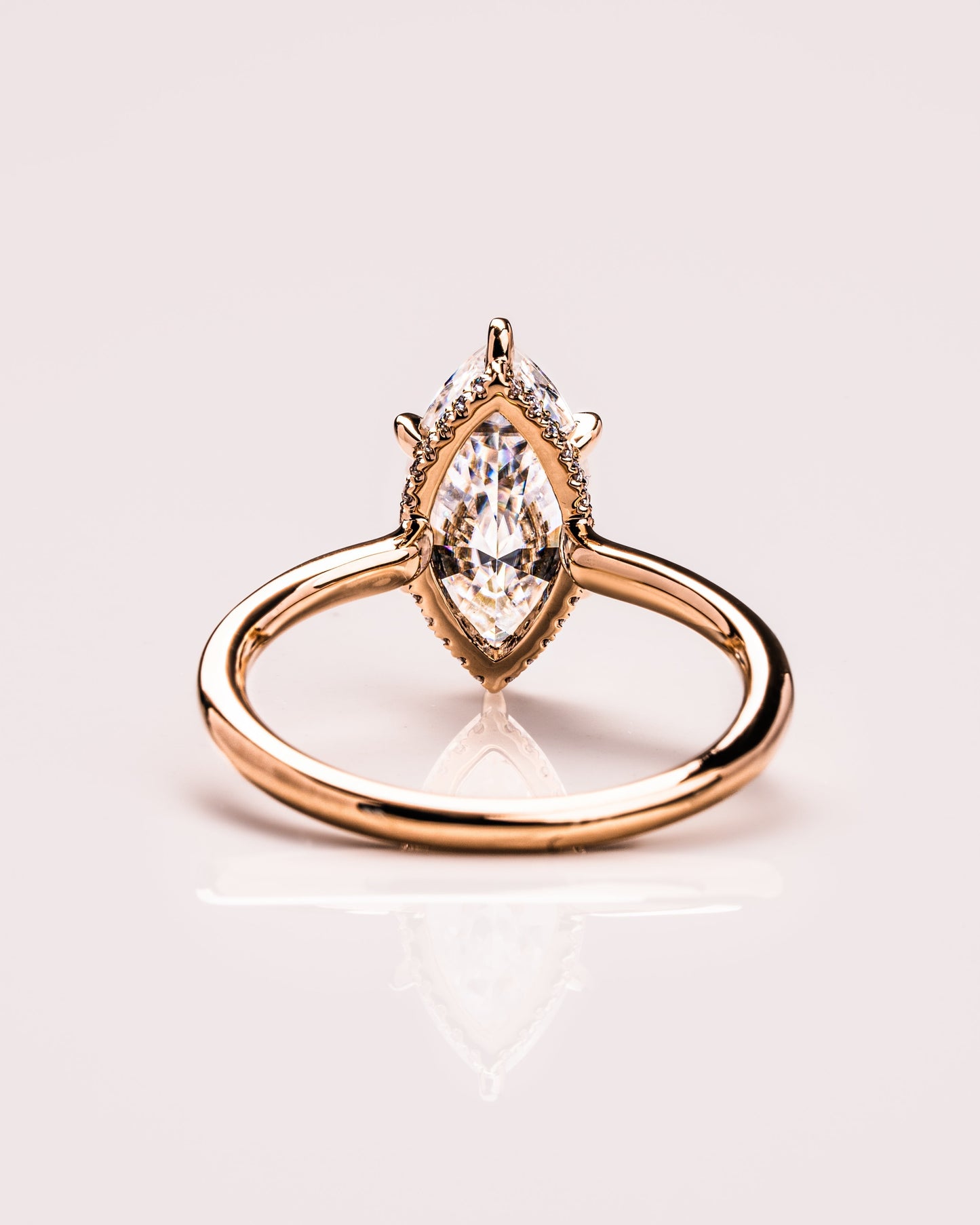 0.90 CT Marquise Cut Lab Grown Diamond Engagement Ring With Hidden Halo Setting