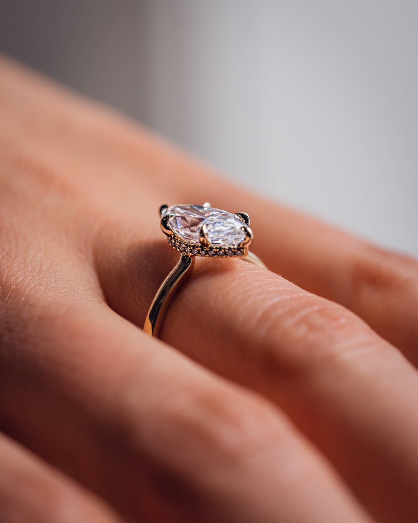 0.90 CT Marquise Cut Lab Grown Diamond Engagement Ring With Hidden Halo Setting