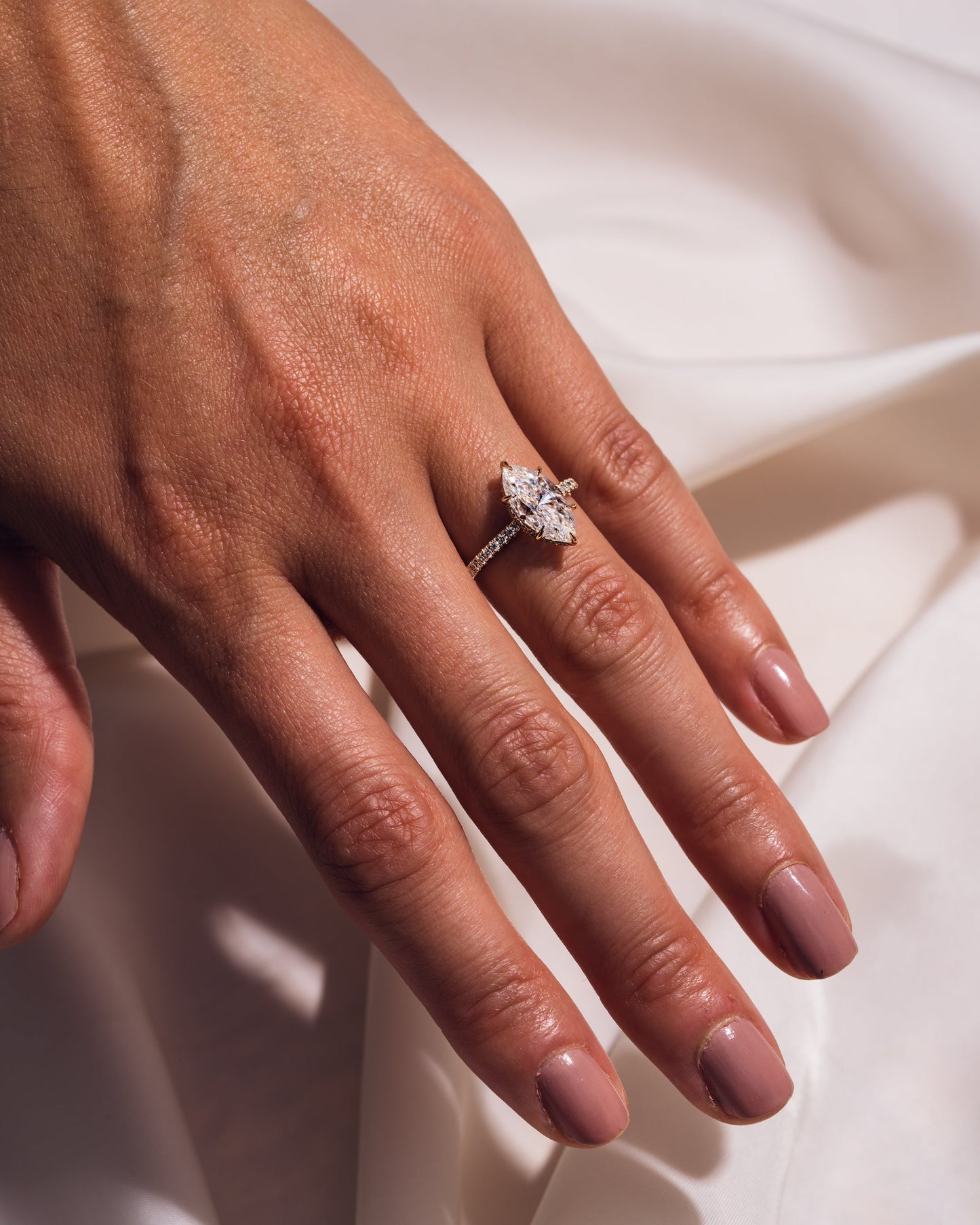 1.98 CT Marquise Solitaire Lab Grown Diamond Engagement Ring With Hidden Halo/Pave Setting