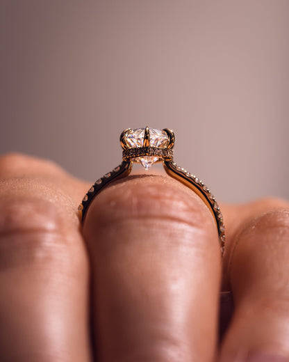 1.98 CT Marquise Solitaire Lab Grown Diamond Engagement Ring With Hidden Halo/Pave Setting