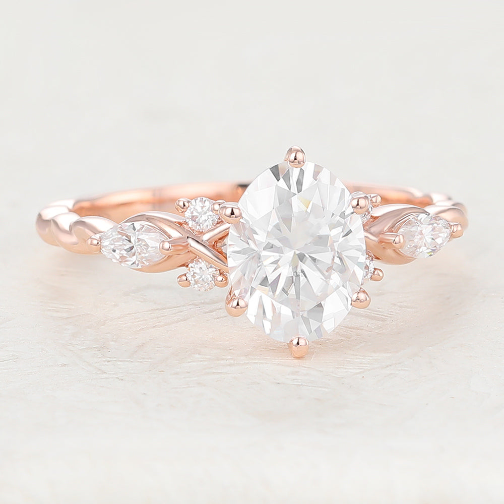 Oval Cluster Lab-Grown Diamond Engagement Ring