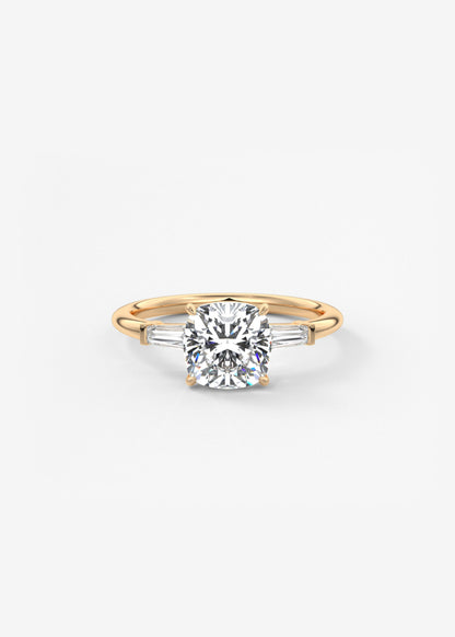 Cushion Three Stone Lab Grown Diamond Engagement Ring