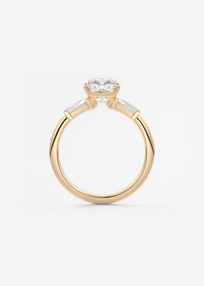 Cushion Three Stone Lab Grown Diamond Engagement Ring