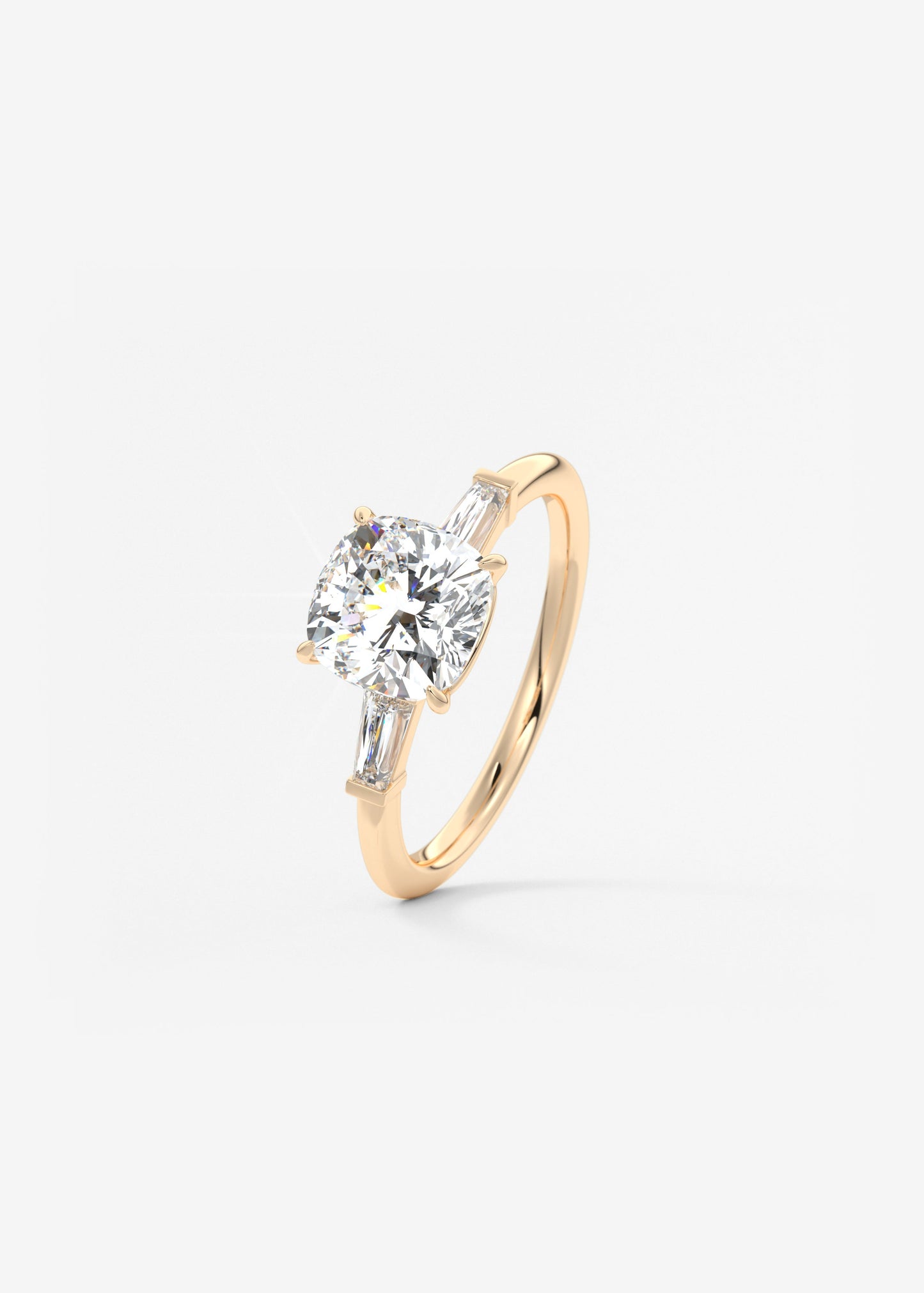 Cushion Three Stone Lab Grown Diamond Engagement Ring