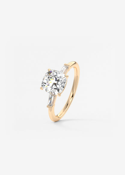 Cushion Three Stone Lab Grown Diamond Engagement Ring