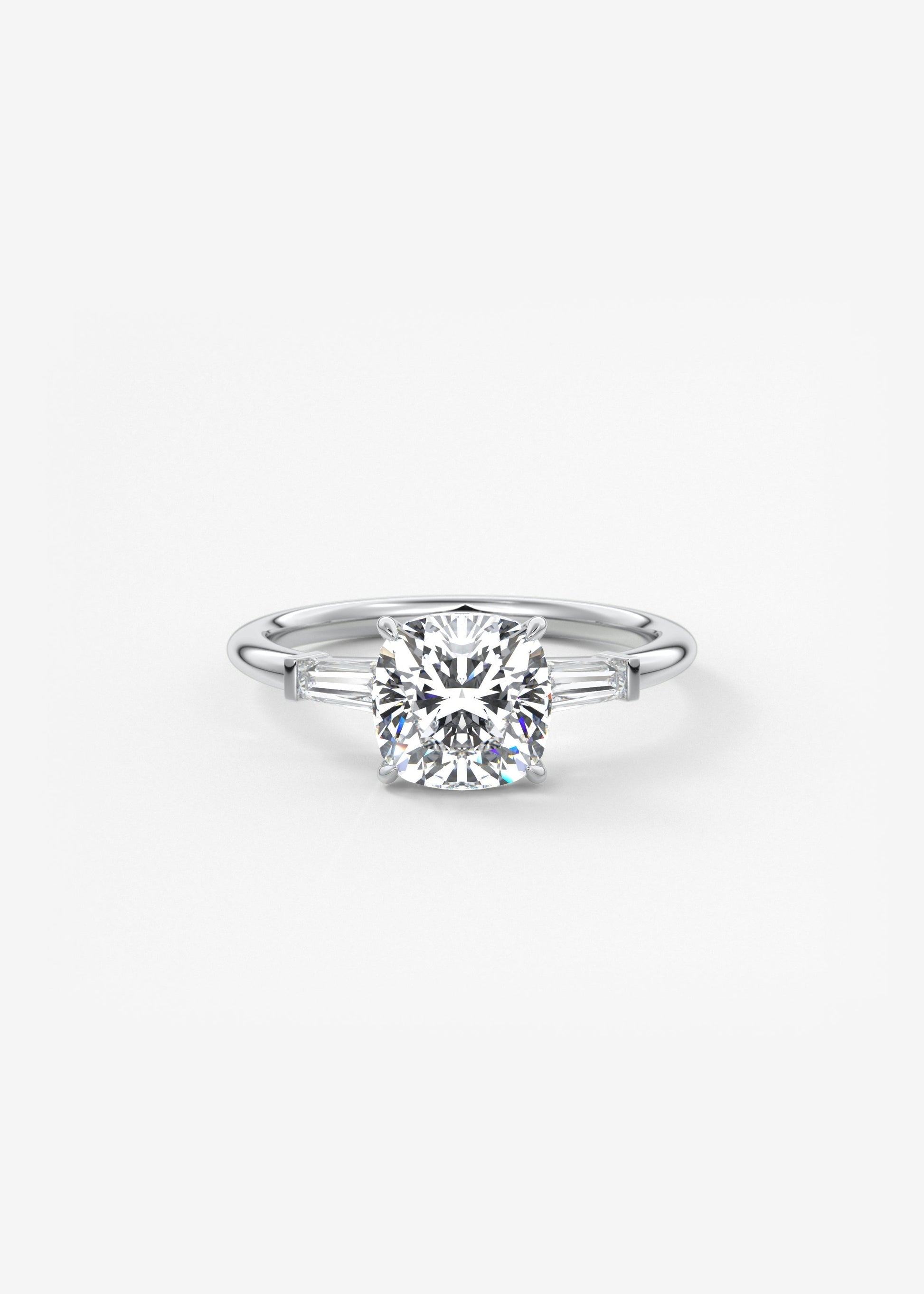 Cushion Three Stone Lab Grown Diamond Engagement Ring