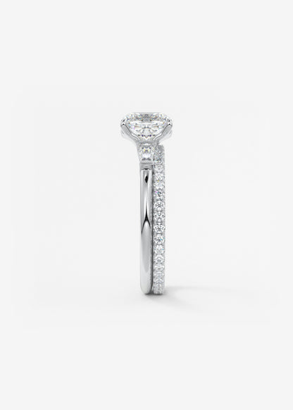 Cushion Three Stone Lab Grown Diamond Engagement Ring