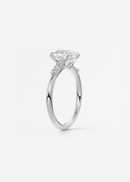 Cushion Three Stone Lab Grown Diamond Engagement Ring