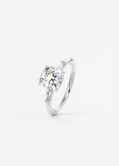 Cushion Three Stone Lab Grown Diamond Engagement Ring