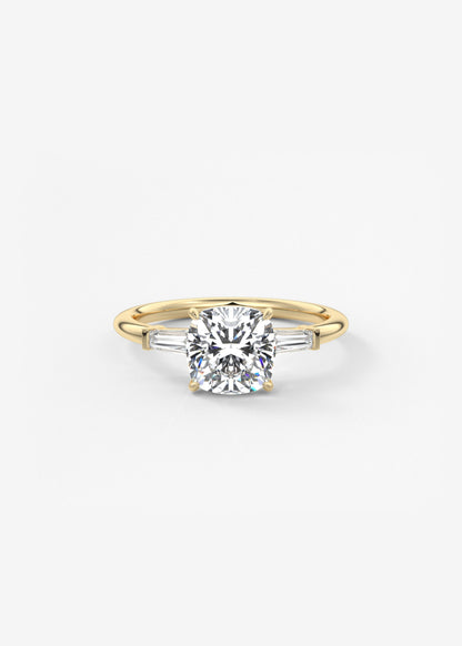 Cushion Three Stone Lab Grown Diamond Engagement Ring