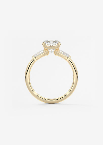 Cushion Three Stone Lab Grown Diamond Engagement Ring